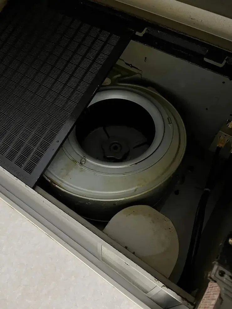 レンジフードのフィルターを開けて、ファンも取り外します